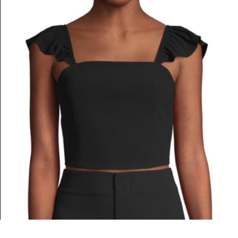 Alice + Olivia Black Ruffled Crop Top size 4